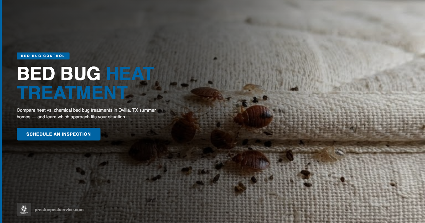 Bed bug heat treatment and chemical treatment comparison for Ovilla TX homes - Preston Pest Service